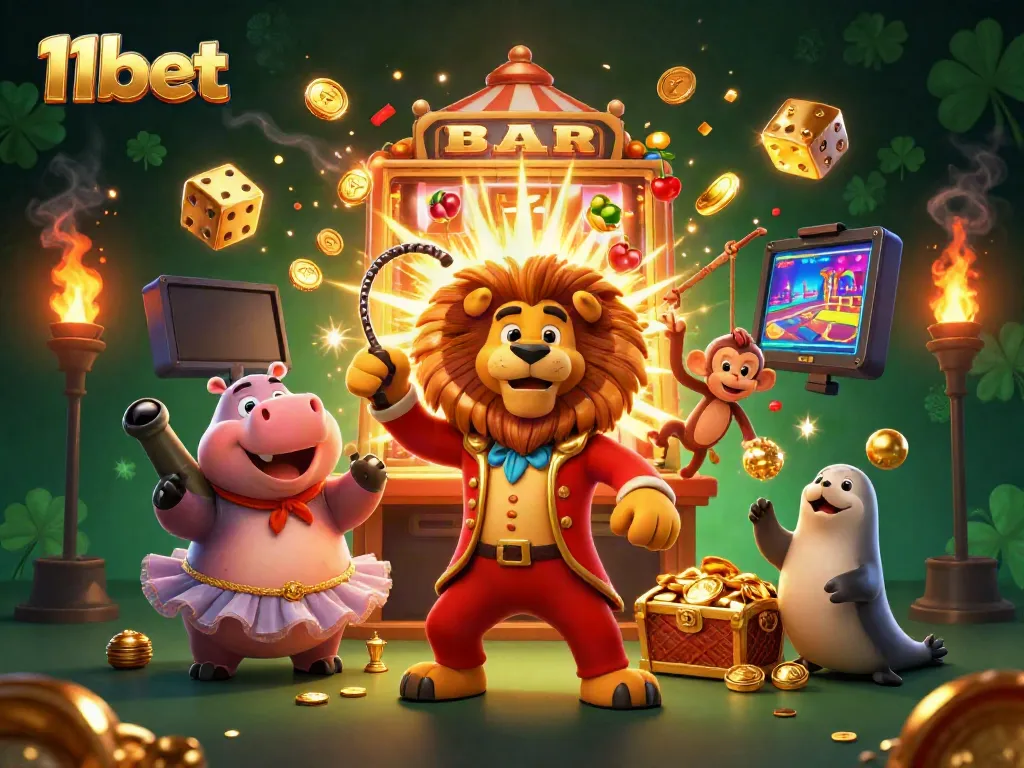 Engage in thrilling games at 11bet with vibrant characters and dynamic casino elements.