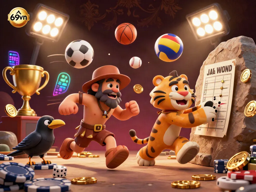 Experience thrilling action with caveman and sabertooth at the 69vn casino.