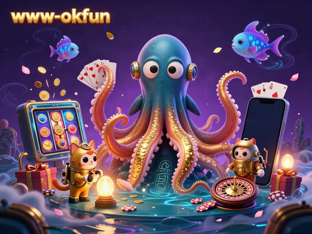 Experience thrilling gameplay at www-okfun with a vibrant underwater casino adventure featuring a kraken and interactive gaming elements.