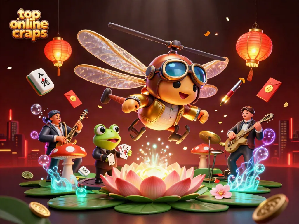 Experience excitement with top online craps at a vibrant lily pad casino scene.