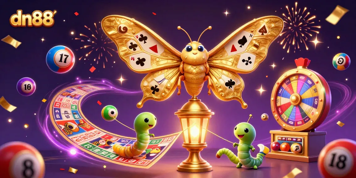 Engage with the vibrant world of dn88 casino games as a golden moth orchestrates an enchanting scene.