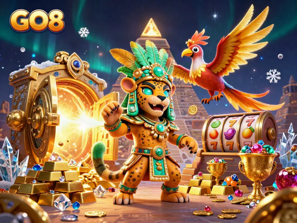 Win big with GO8's dynamic casino adventure featuring treasure and vibrant characters.
