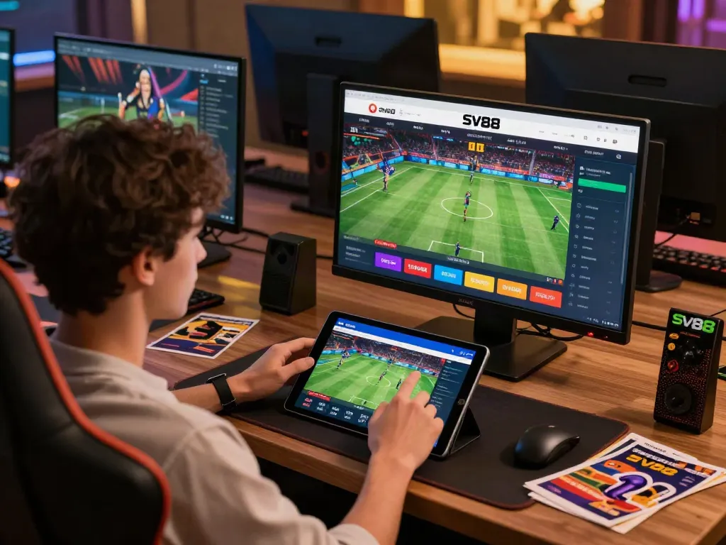 Immersive SV88 online gaming experience, showcasing user engagement and vibrant interface.