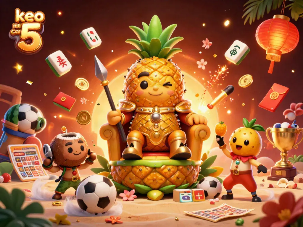 Engage in sports betting excitement with keo nha cai 5's vibrant 3D scene featuring casino characters and dynamic elements.