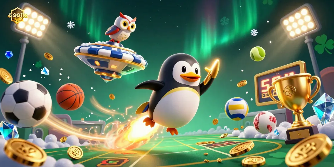 Engage with bso118's captivating casino space adventure featuring a golden penguin and sports elements.