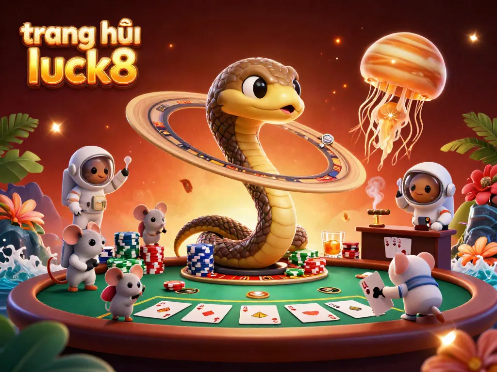 Experience the excitement at trang chủ luck8, featuring vibrant casino characters, poker elements, and cosmic themes.