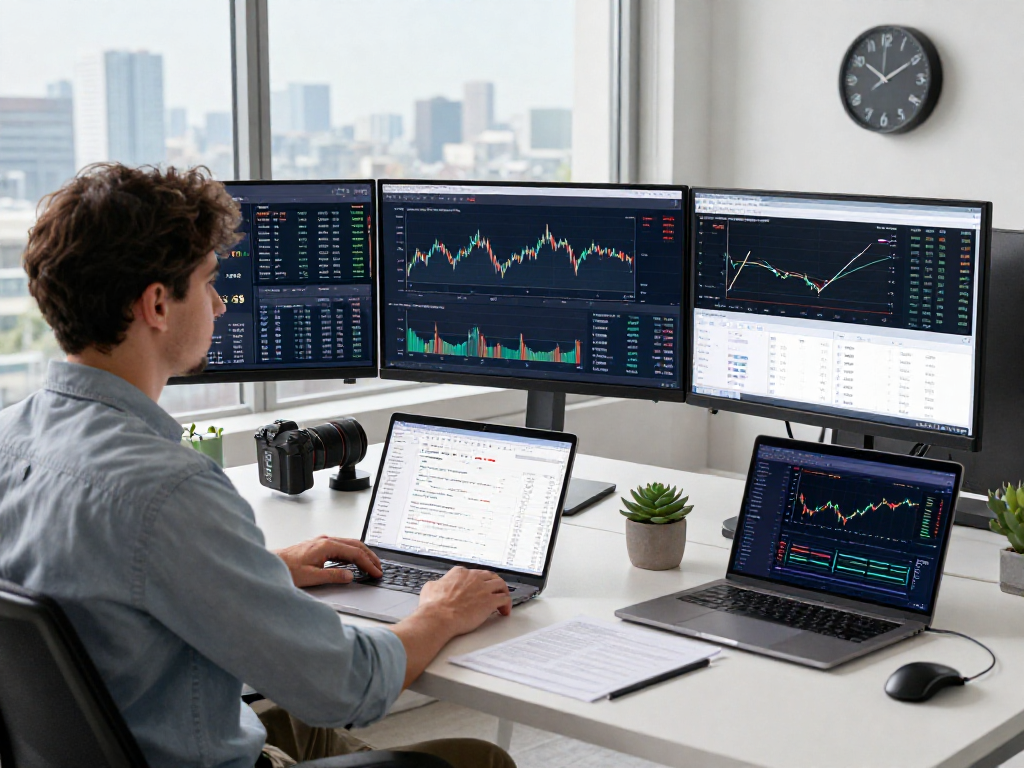Developer analyzing wheat historical Kline API data in a modern financial workspace