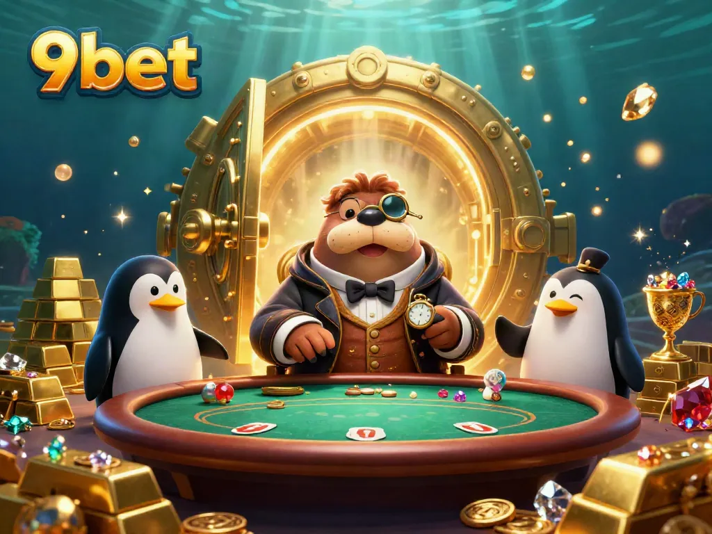Engage with thrilling poker action at 9bet as a walrus and friends bluff for treasure