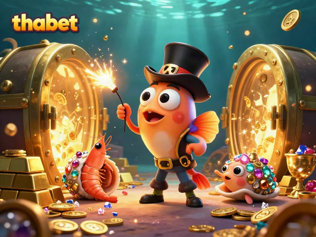 Attract golden coins using thabet with a vibrant underwater scene filled with treasure and sea creatures.