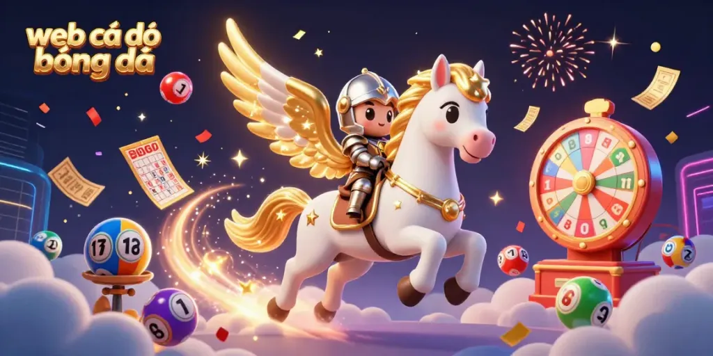 Engage in exhilarating web cá độ bóng đá with a magical scene featuring a winged horse and dynamic game elements.